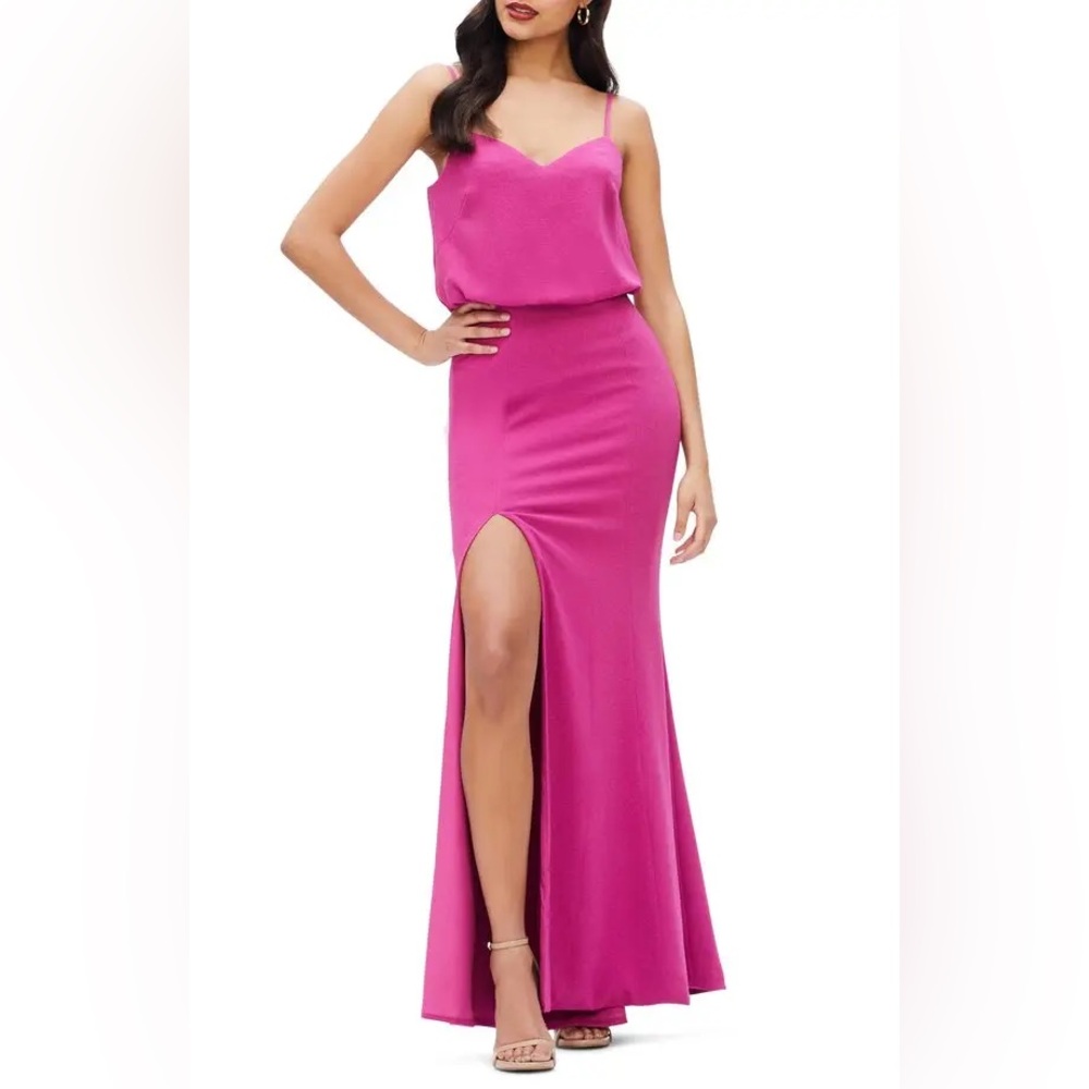 NWT Dress the Population Gracelyn Blouson gown‎ Hibiscus Size Large